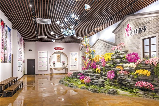 崖門鎮(zhèn)打造的“蘭蘋集市”是一個(gè)花卉展銷平臺(tái)，內(nèi)設(shè)蘭花培育種植科普室。