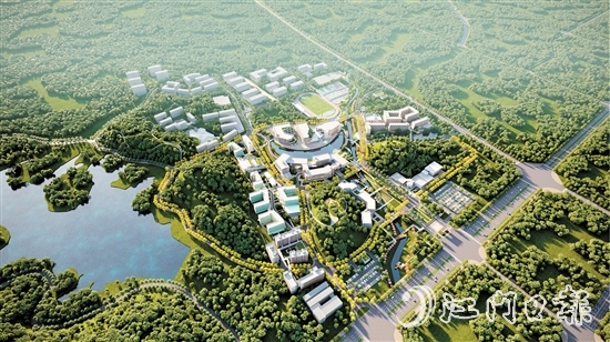 南粵學(xué)院（暫定名）是全國第二所校本部設(shè)在縣級市的高等本科院校，將結(jié)合地方產(chǎn)業(yè)發(fā)展，開設(shè)智能制造、航空、信息、經(jīng)管、法律等相關(guān)學(xué)科專業(yè)。圖為項(xiàng)目效果圖。
