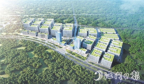 深圳科技園灣西國際食品谷項(xiàng)目是恩平市重點(diǎn)打造的5.0產(chǎn)業(yè)平臺，深化一二三產(chǎn)有機(jī)融合，打造產(chǎn)加銷一體化的“大農(nóng)場”“大廚房”“大平臺”“大市場”。圖為項(xiàng)目效果圖。
