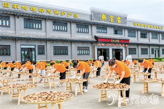 新寶堂堅持天然生曬、自然陳化的新會陳皮傳統(tǒng)炮制技藝。