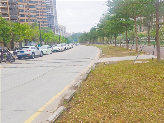 改造前的桂香路為雙向單車道，混凝土路面開裂明顯，路緣石破損嚴(yán)重。