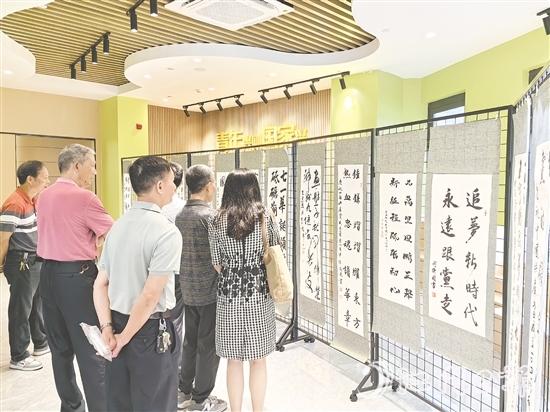 群眾在恩平市黨群服務中心參觀展覽。